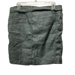 NWT Liverpool Los Angeles Stretch Linen Tie Front Skirt Stretch Olive Green Sz 8